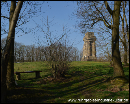 Der Wald lichtet sich: der Bismarckturm ist in Sicht