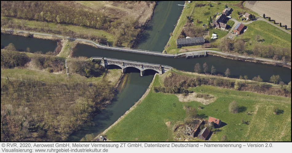 Luftbild der Brücke des Dortmund-Ems-Kanals über die Lippe