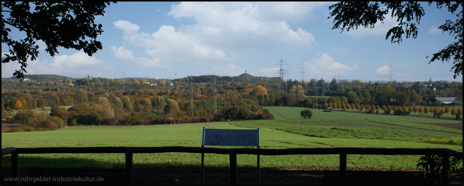 Aussichtspunkt am Bismarckturm mit Blick auf den Landschaftspark Mechtenberg und die Halde Rheinelbe (Bildmitte, hinten)