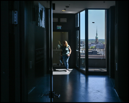 Im obersten Stock vom Dortmunder U mit Blick auf die Stadt