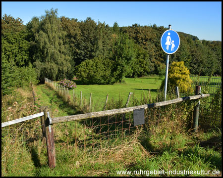 Am Lurke: Hier am Gitter vorbeischlängeln auf den Wiesenweg