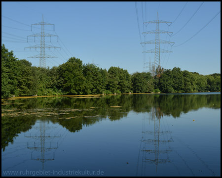 Überlandleitungen überziehen den See