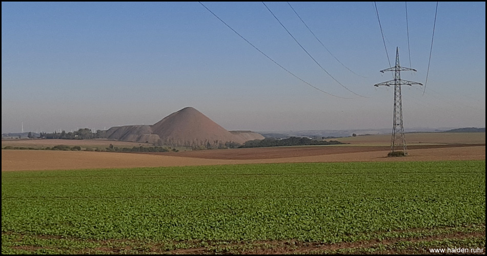 Aussicht aus der Nähe von Hübitz auf die Halde Otto-Brosowski-Schacht (Handykamera, siehe Bemerkung)