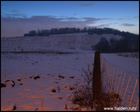 Halde Radbod in der Winterdämmerung: Ziel der Wanderung