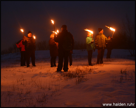 Halde Radbod Fackeltour im Schnee