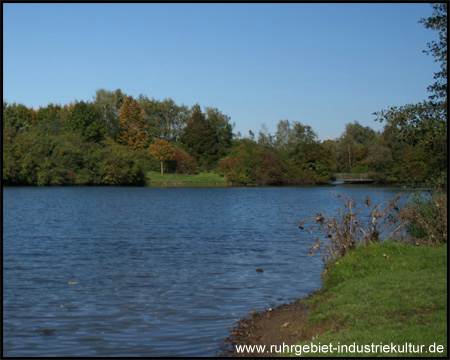 Blick auf die Brücke und die Halde Robert Müser (hinten links)