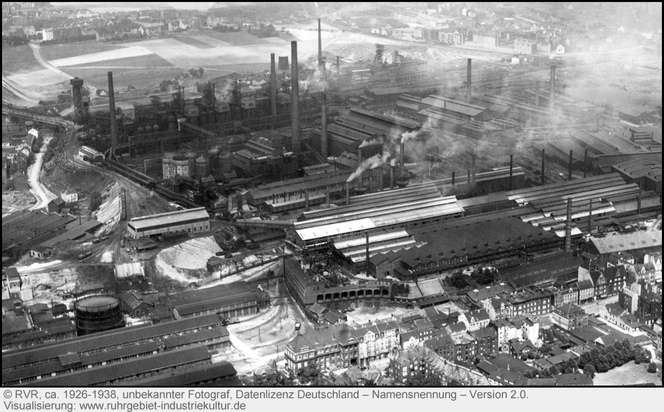 Historisches Luftbild vom Bochumer Verein, heute Westpark in Bochum