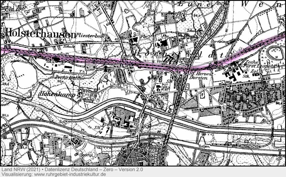 Historische Topographische Karte Bahnstrecke Haltern-Wesel