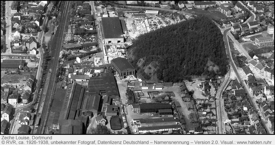 Historisches Schräluftbild der Zeche Louise in Barop