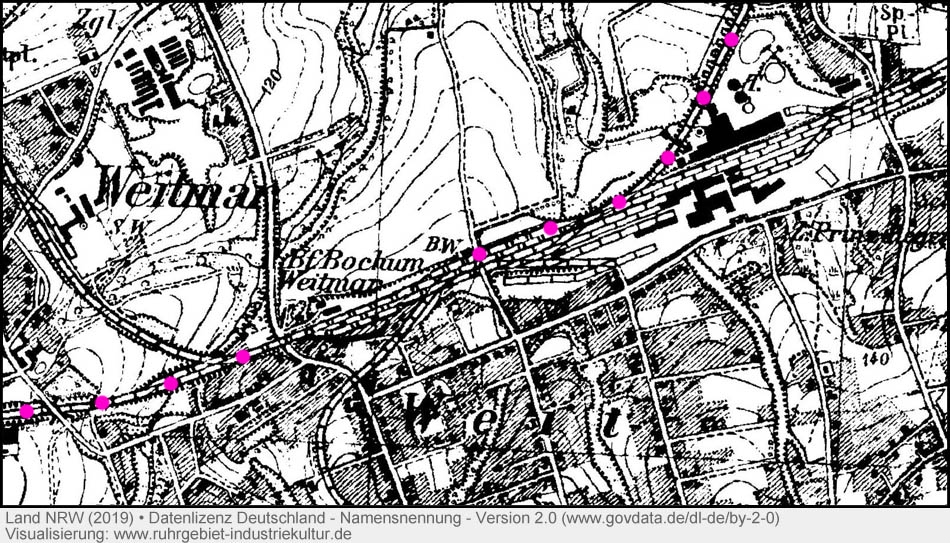 Historische Karte Bahnhof Weitmar