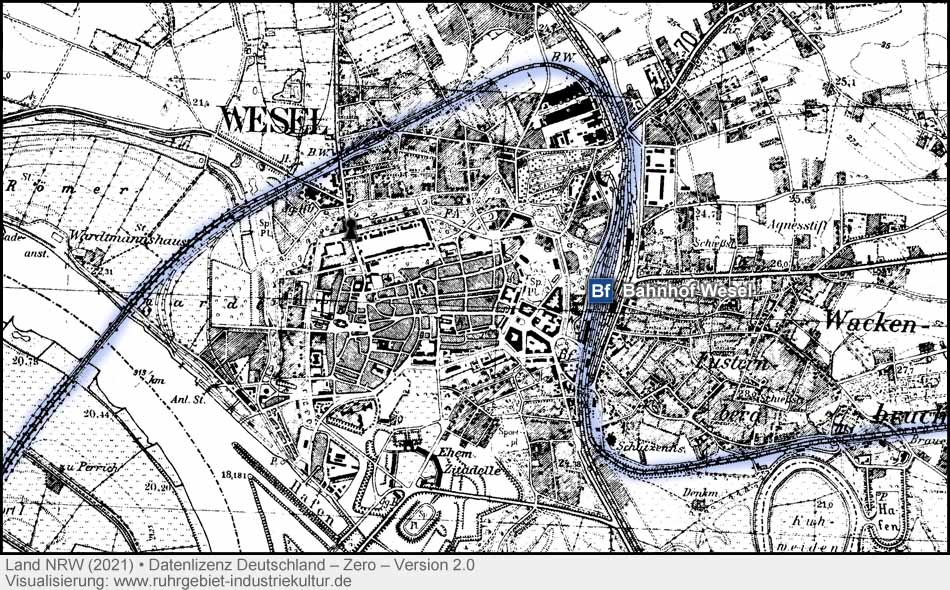 Historische Topographische Karte Bahnstrecke Haltern-Wesel