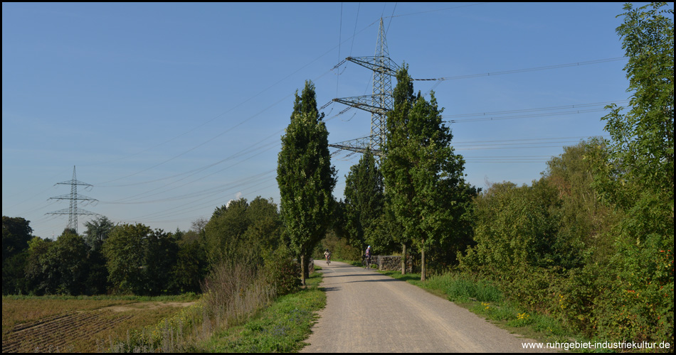 Hochgelegene Bahntrasse vor der dichten Besiedlung von Walsum