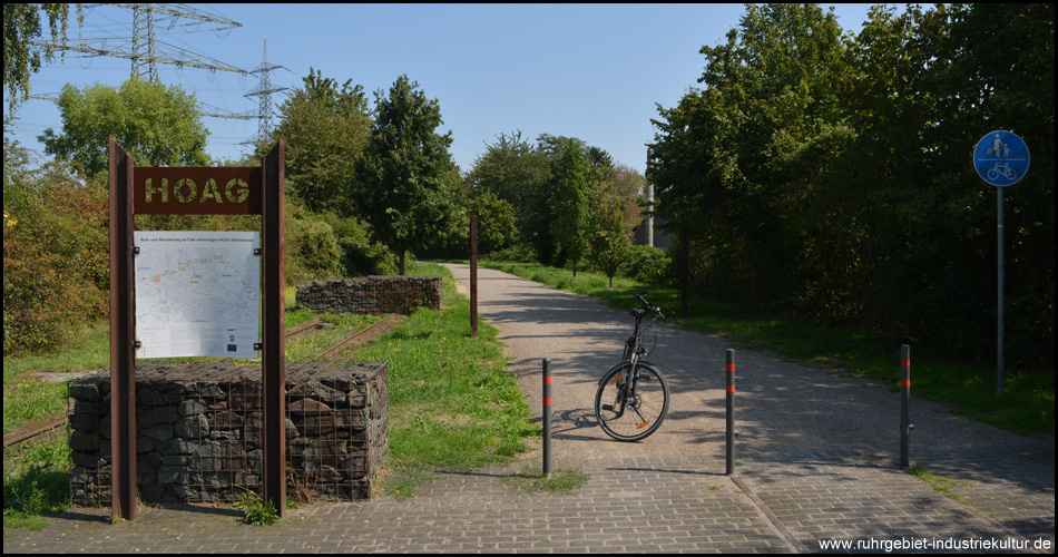 Ziel erreicht: Ende des Radweges auf der HOAG-Trasse am Südhafen Walsum