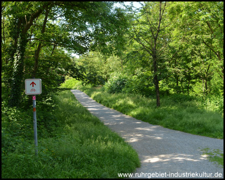 Beginn des Radwegs auf der Jacobibahn am Golfcenter