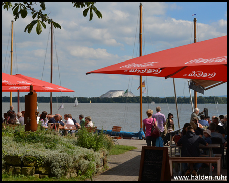 Kalihalde am Ufer von der Insel im Steinhuder Meer gesehen