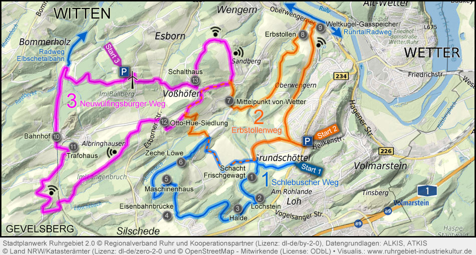 Übersichtskarte Bergbauwanderwege Wetter
