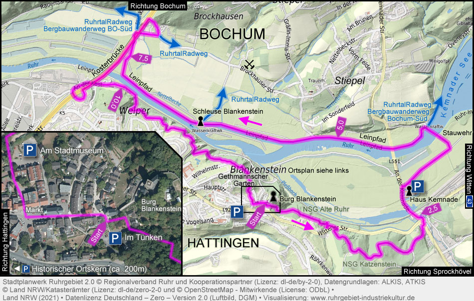 Übersichtskarte Blankenstein bei Hattingen