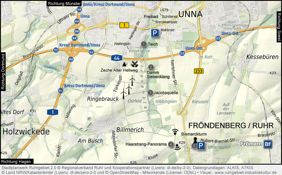 Übersichtskarte Bornekamptal Unna