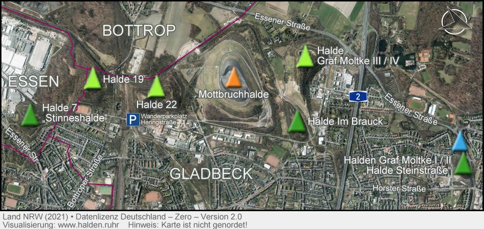 Haldenlandschaft Brauck in Gladbeck - Übersichtskarte