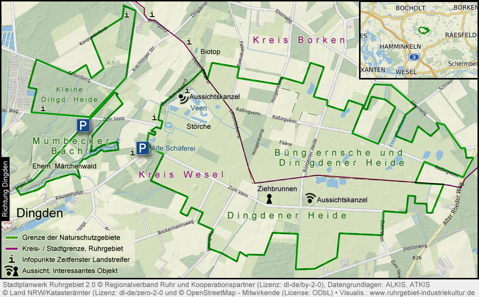 Übersichtskarte Dingdener Heide, Mumbecker Bach