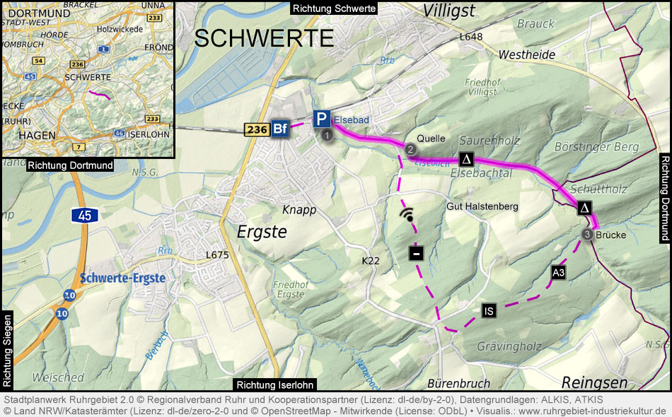 Übersichtskarte Elsebachtal in Schwerte