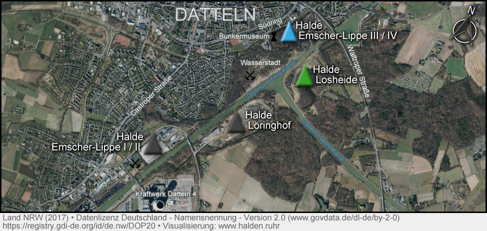 Lage der Halden in Datteln