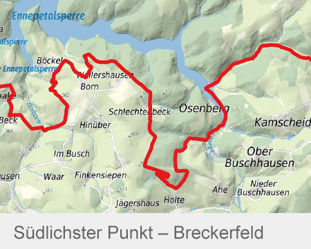 Eine Karte vom südlichsten Punkt des Ruhrgebiets in Breckerfeld