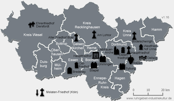 Übersichtskarte Friedhof Ruhrgebiet