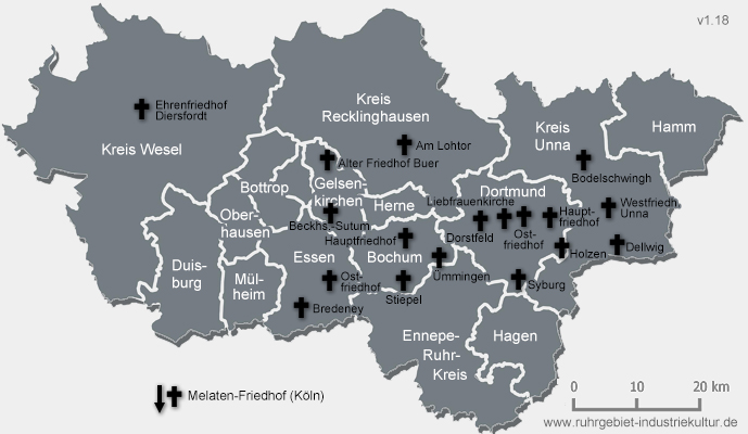 Übersichtskarte Friedhof Ruhrgebiet