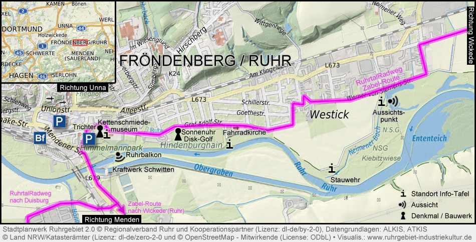 Karte Himmelmannpark und Kiebitzwiese in Fröndenberg