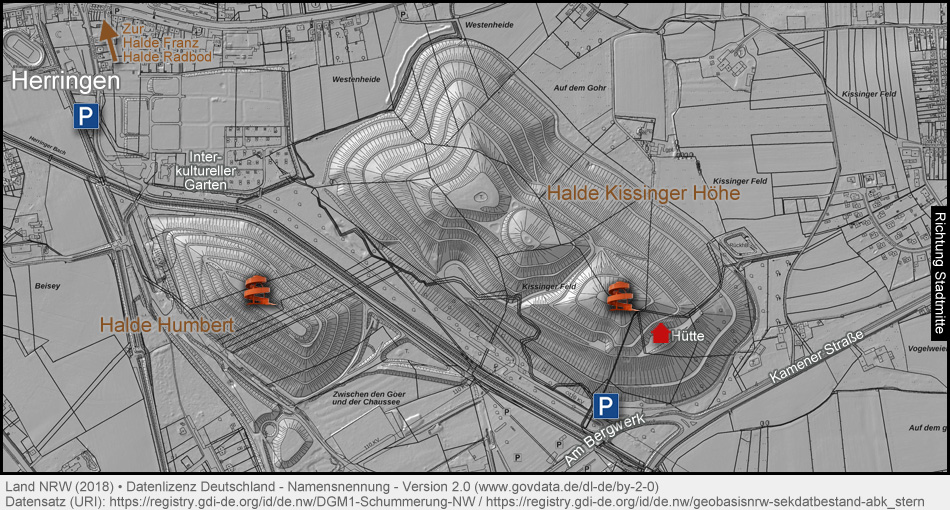Relief-Karte Kissinger Höhe und Halde Humbert 