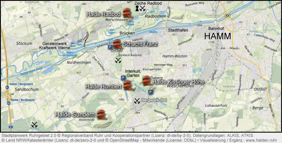 Karte über die Haldenfamilie im Lippepark Hamm