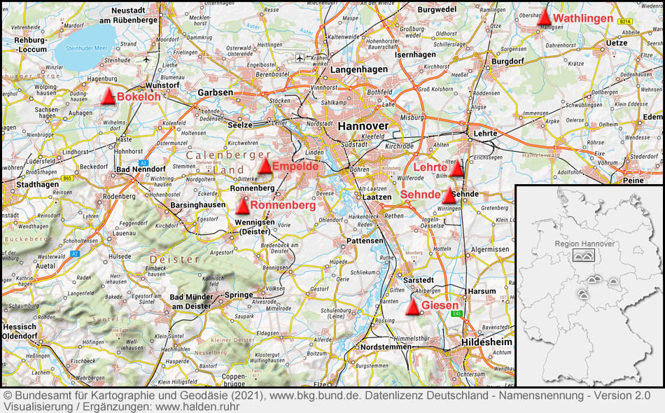 Kalihalden in der Region Hannover