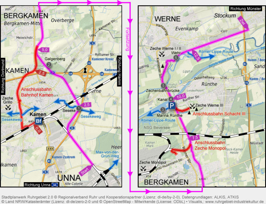 Übersichtskarte Klöcknerbahntrasse