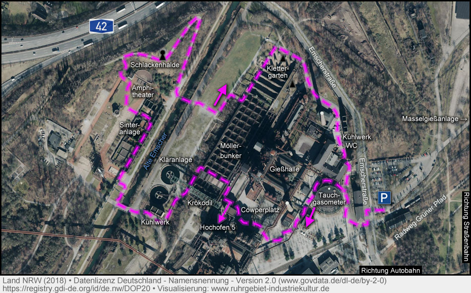 Übersichtskarte Landschaftspark Nord in Duisburg