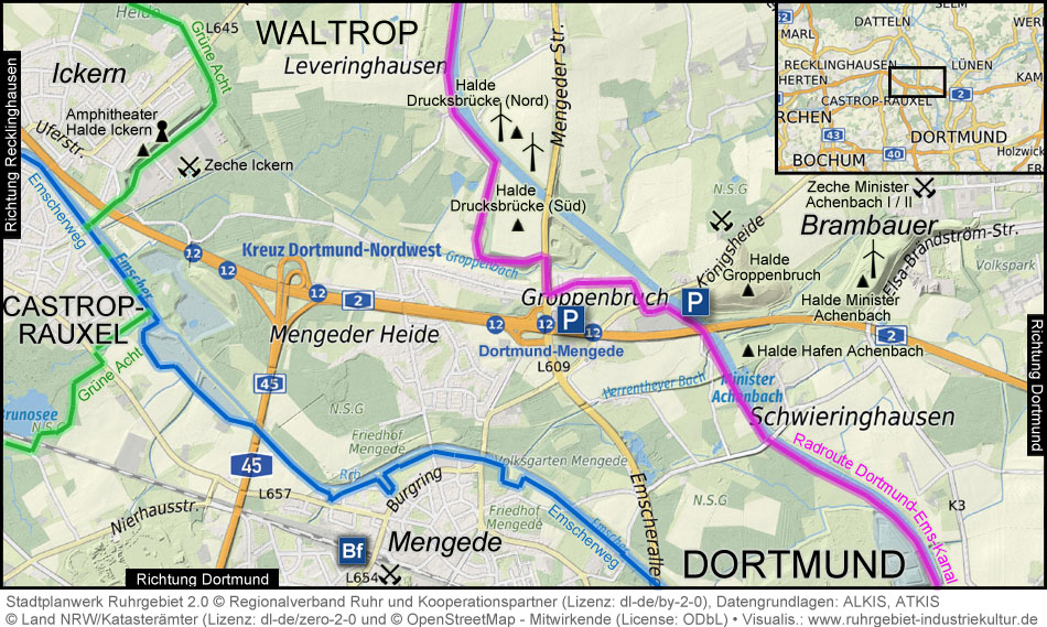 Karte Halden in der Mengeder Heide