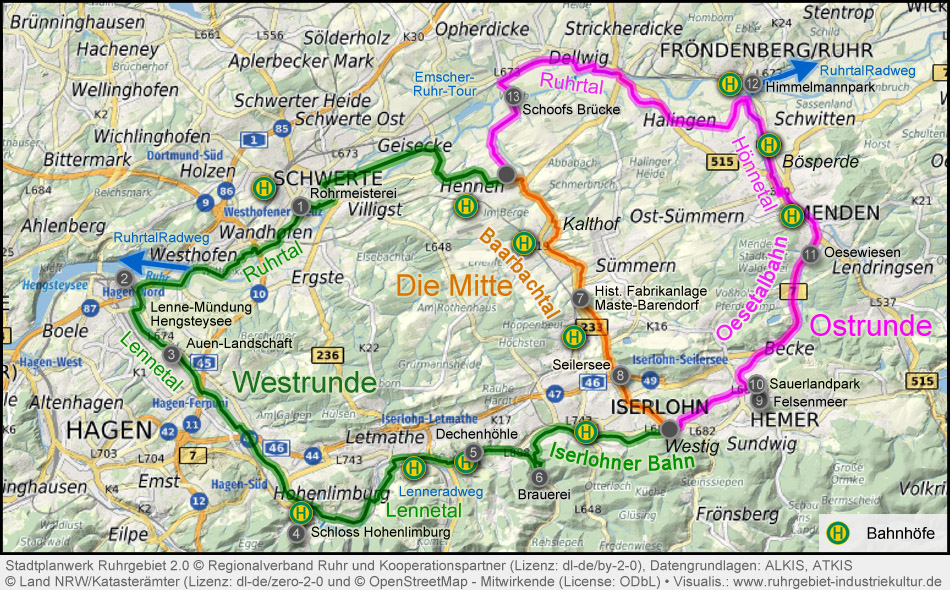 Übersichtskarte Ruhr-Lenne-Achter