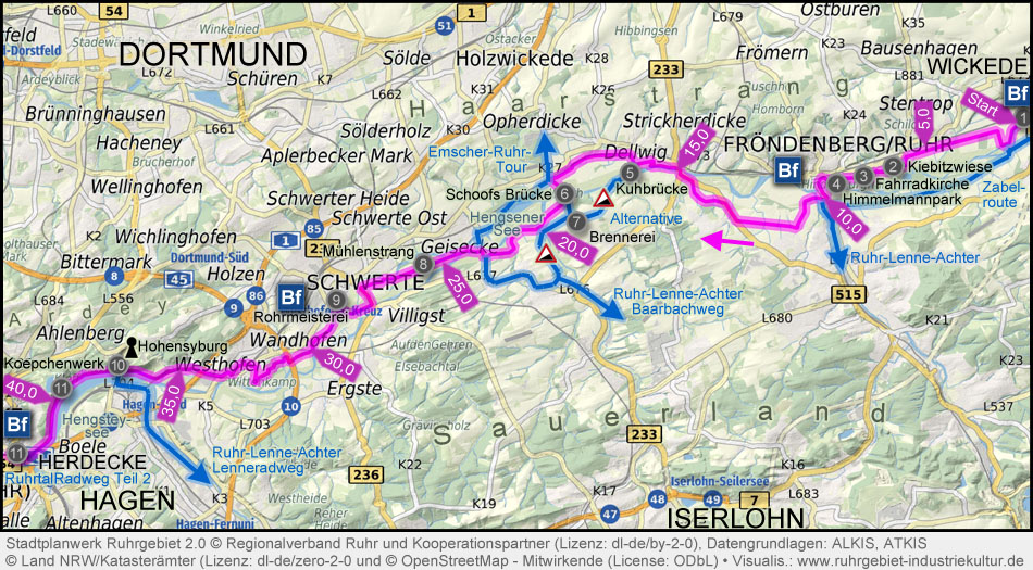 Karte Ruhrtalradweg (Fröndenberg-Herdecke)