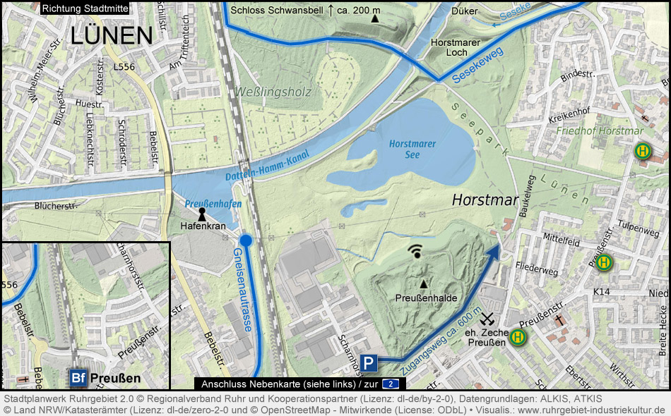 Karte Seepark Lünen und Preußenhafen