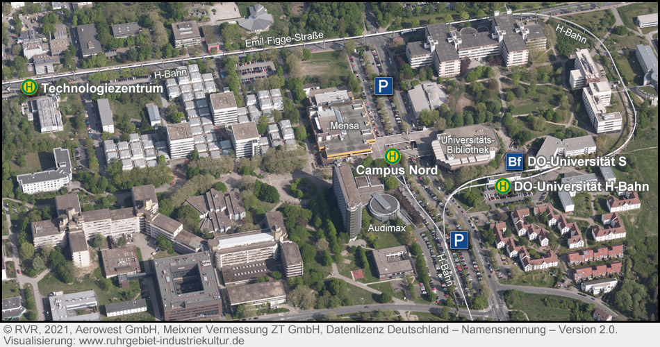 Luftbild der TU Dortmund (Nordcampus)