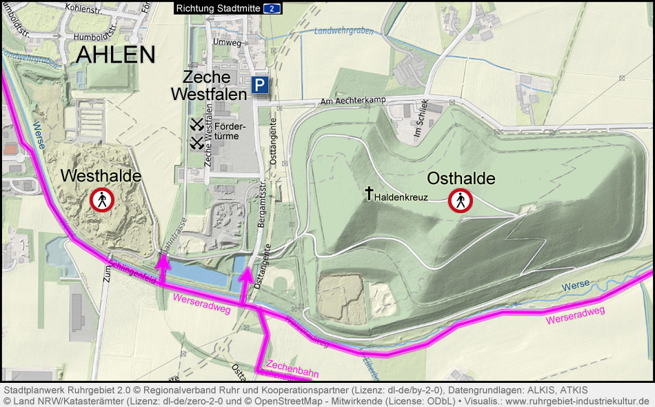 Karte Zeche und Halde Westfalen in Ahlen