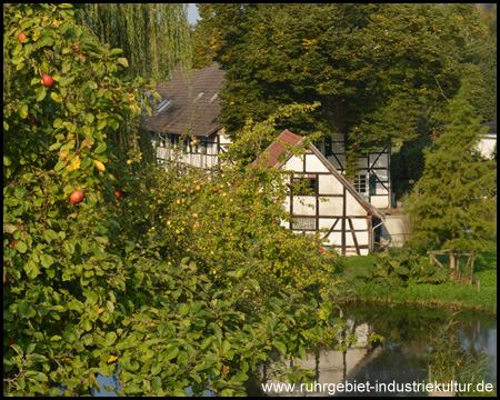 An der Seite liegt ein Fachwerk-Bauernhof