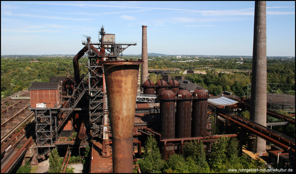 Ausblick vom Hochofen auf den beeindruckendsten Teil des Landschaftsparks Duisburg-Nord