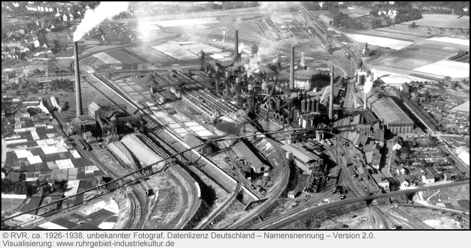 Historisches Luftbild vom Hüttenwerk Meiderich