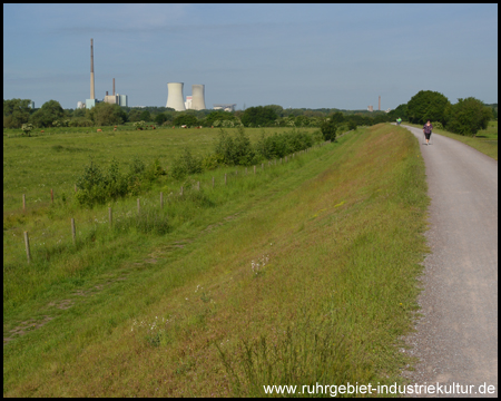 Sonniger Lippeauenweg auf dem Deich