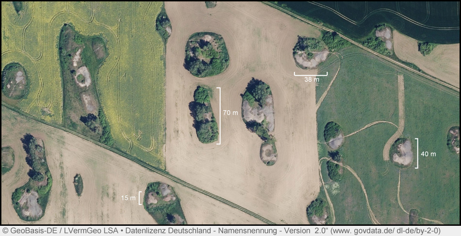 Luftbild der Kleinhaldenlandschaft im Mansfelder Land