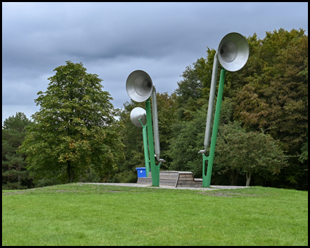 Große Lauschtrichter auf einer Ahöhe in einer Wiese