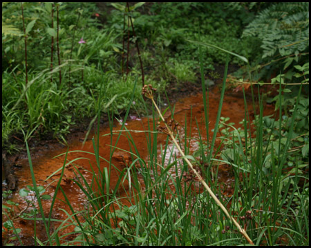 Der rote Gruben-Bach der Zeche Glückaufsegen