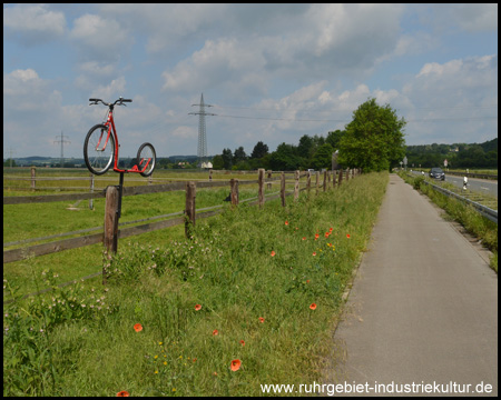 An der B515 stand mal ein Roller auf dem Zaun...