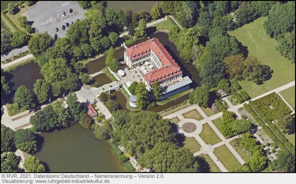 Luftbild vom Schloss Berge in Gelsenkirchen
